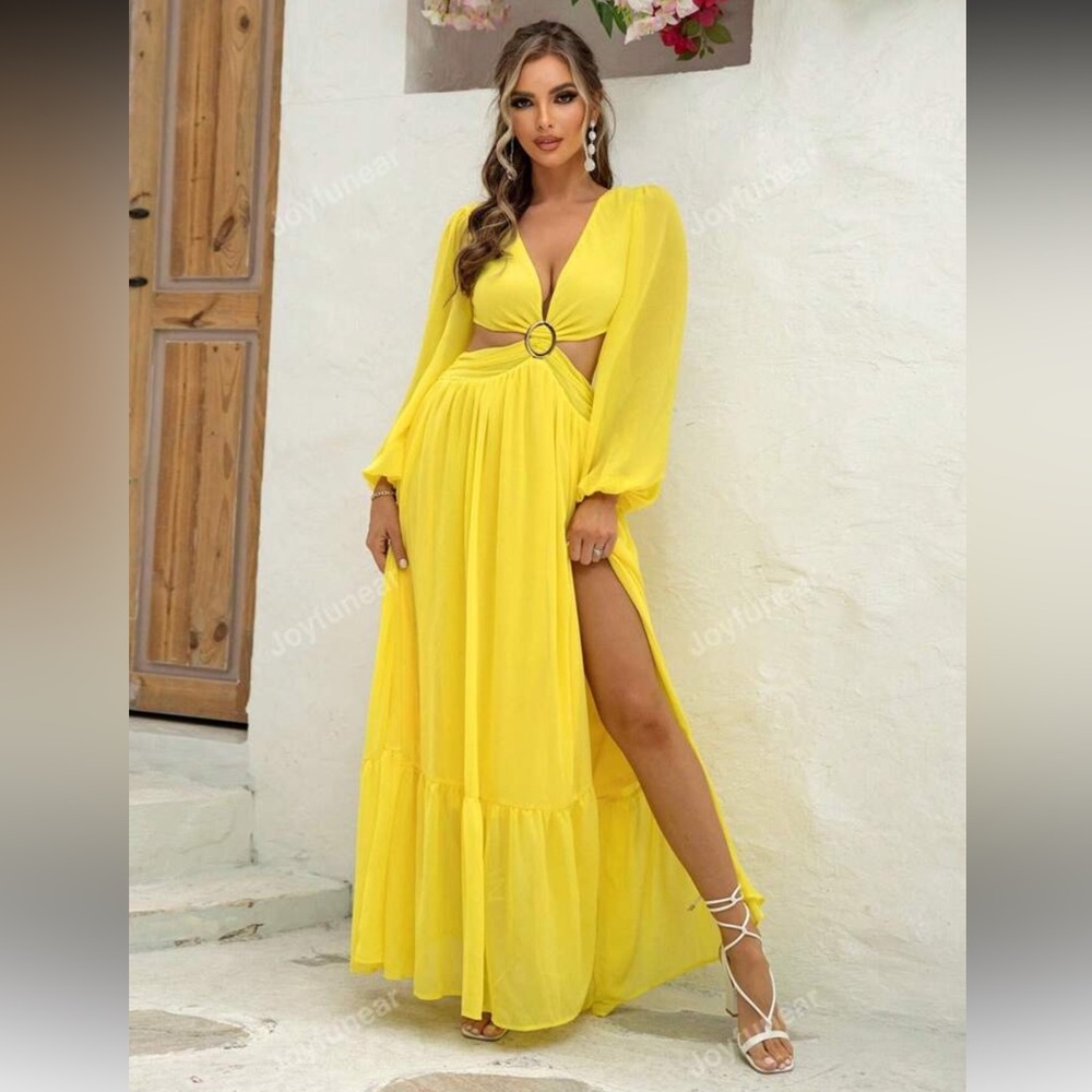 Elegant Yellow Maxi Dress